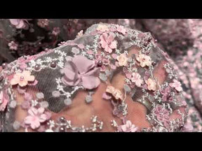 Dentelle rose brodée 3D - Savinder