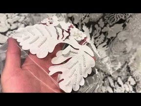 Tulle ivoire brodé de perles en 3D - EB1036