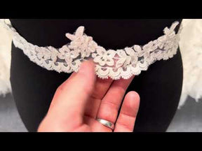 Bordure en dentelle perlée ivoire - T663