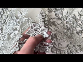 Dentelle à paillettes vert saule - EB3064