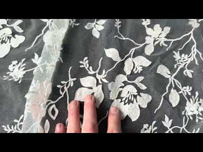 Dentelle florale à paillettes ivoire - EB3019