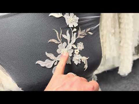 Dentelle brodée or rose - EB1015