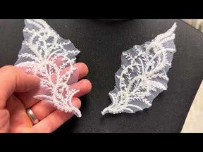 Appliques en dentelle perlée blanche - MT4012