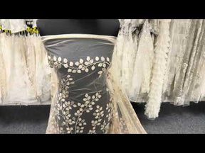Dentelle brodée 3D couleur champagne - EB5034