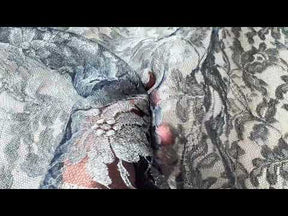 Bleu marine avec dentelle française argentée - LA2002