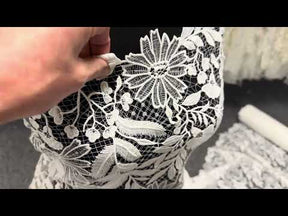 Dentelle de mariée à paillettes ivoire - EB3049