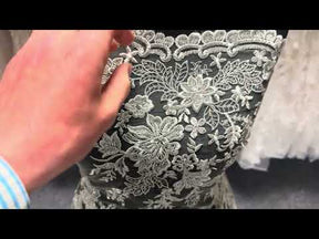 Dentelle à paillettes vert saule - EB3064