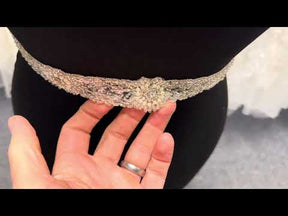 Bordure à perles et sequins ivoire/cristal - T194