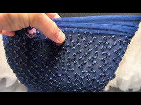 Dentelle brodée de sequins bleu marine - EB3029
