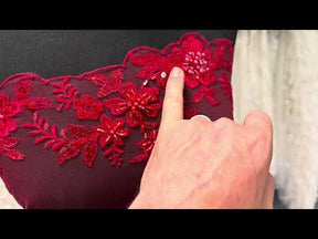 Tulle rouge brodé de perles - EB1007