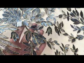 Dentelle bleue avec liseré doré - Kylar