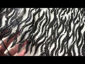 Tulle noir brodé de perles - EB1089