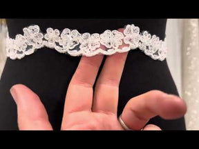 Bordure en dentelle ivoire perlée et cordée - Nimble