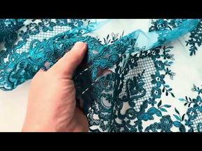 Dentelle Cordonnée Bleu Canard - LA7009