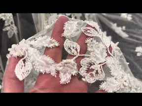 Tulle brodé de perles ivoire - EB1072