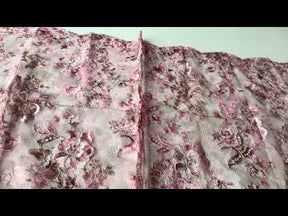 Dentelle Chantilly Imprimée Rose - P190