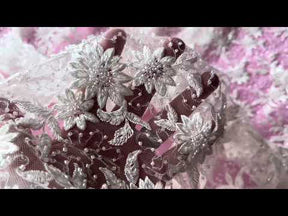 Dentelle florale perlée ivoire - Irke