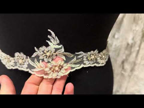 Bordure en dentelle perlée ivoire - Rame