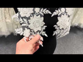 Appliques en dentelle perlée ivoire - Wylie