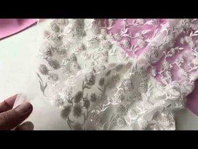 Dentelle brodée ivoire et rose - Zillah