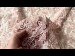 Tulle à sequins brodé rose poudré – EB3008