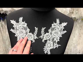 Appliques de dentelle florale ivoire - MT8003