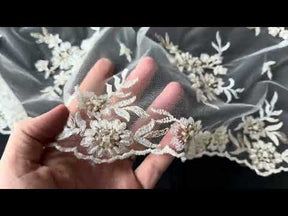 Dentelle perlée ivoire - Rame