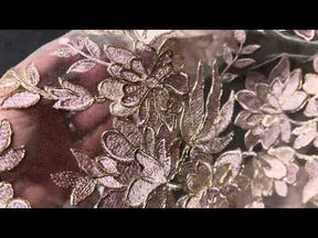 Dentelle Rose Poudré avec Cordonnet Doré - Kylar