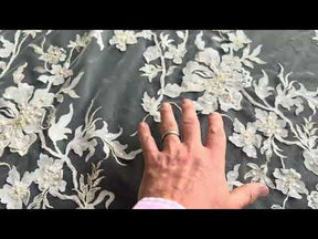 Dentelle brodée ivoire - EB1015