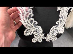 Appliques en dentelle brodée ivoire - MT6001