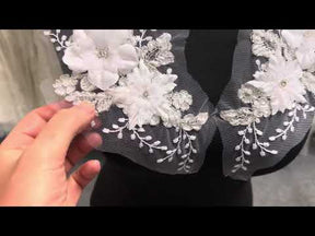 Appliques en dentelle à fleurs perlées blanches - Naomi