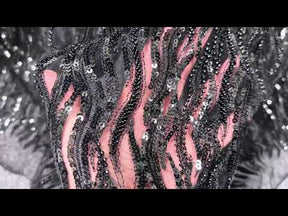Tulle noir brodé de perles - EB1089