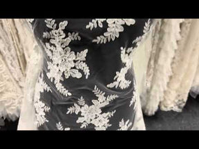 Dentelle brodée ivoire à cordon - P233