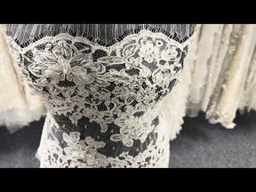 Dentelle française à cordonnet et perles ivoire - P251