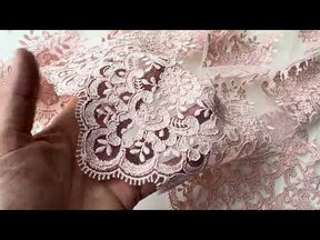 Dentelle perlée Rose Antique - LA7008