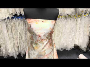 Satin imprimé ivoire/multicolore - PR1003