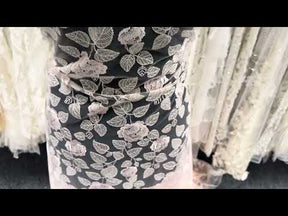 Dentelle brodée rose coquillage - EB5042