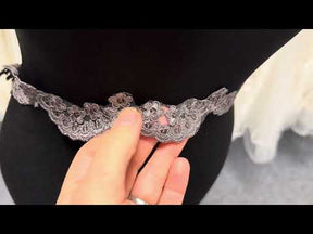 Bordure à paillettes cordée taupe - T713