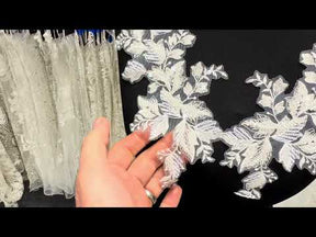 Appliques en dentelle perlée ivoire - MT4009