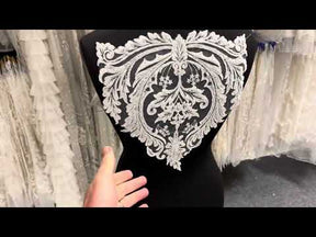 Applique en dentelle perlée ivoire - Zarf