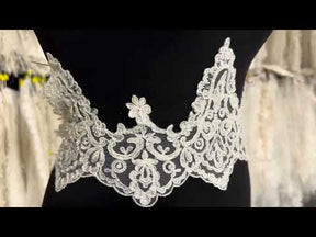 Bordure en dentelle perlée ivoire - Ziggourat