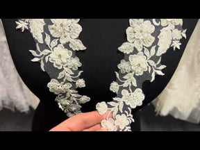 Appliques en dentelle perlée ivoire - AP 2254 (CF)