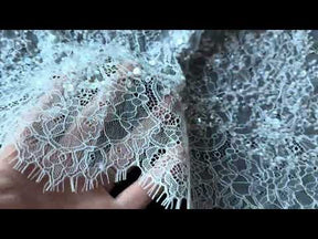 Dentelle ivoire à cordons et paillettes - Fronnie 