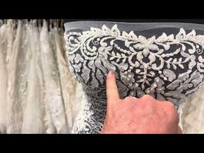 Tulle brodé de perles ivoire - EB1076