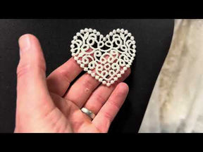 Applique cœur brodée ivoire - T950