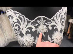 Dentelle à treillis perlée ivoire - Zorb 