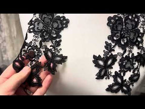 Appliques en Dentelle Guipure Noires - Courtney