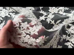 Dentelle brodée ivoire - P651