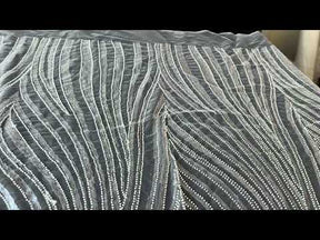 Tulle brodé de perles ivoire - EB1028