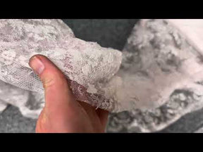 Dentelle de Chantilly Rose Poudré et Argentée - P186